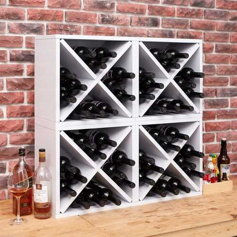 Image of 12-Bottle Stackable Wine Rack in White Wood Finish