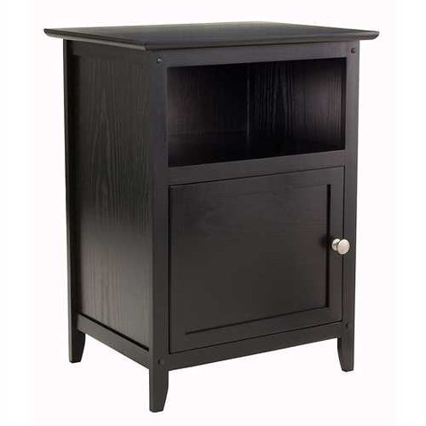 Image of Black Shaker Style End Table Nighstand with Shelf