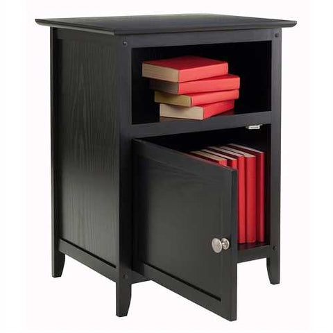 Image of Black Shaker Style End Table Nighstand with Shelf