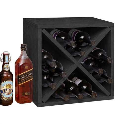 Image of Black Wood 12-Bottle Stackable Wine Rack