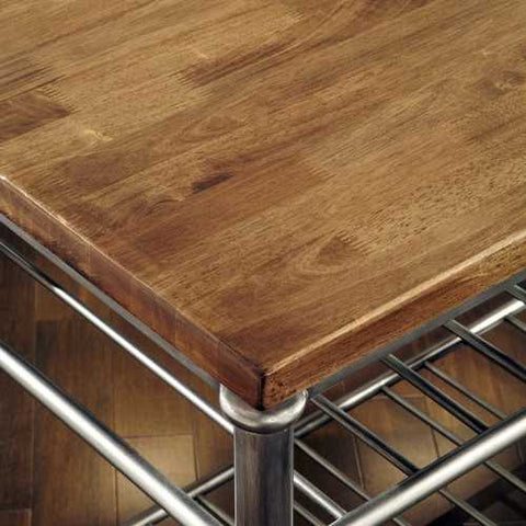 Image of Classic French Style Hardwood Butcher Block Top Metal Kitchen Utility Table