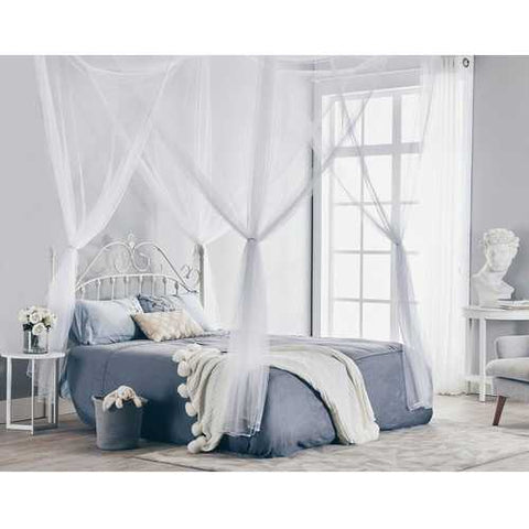 Image of White 4-Post Bed Netting Mosquito Net for Canopy Beds - Fits size Full Queen and King