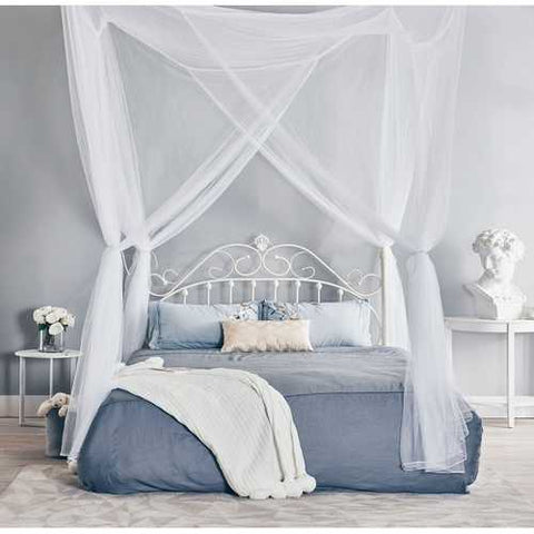 Image of White 4-Post Bed Netting Mosquito Net for Canopy Beds - Fits size Full Queen and King