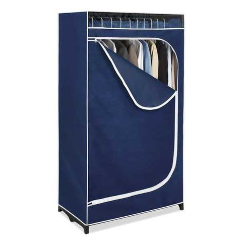 Image of Portable Clothes Closet Wardrobe in Blue Breathable Fabric