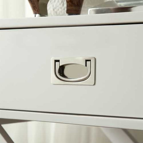 Image of White Modern Bedroom Decor 1-Drawer Bedside Table Nightstand End Table