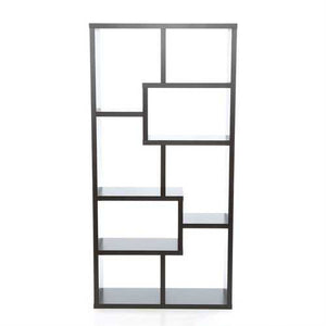 Modern 70-inch High Display Cabinet Bookcase in Dark Brown Cappuccino Wood Finish