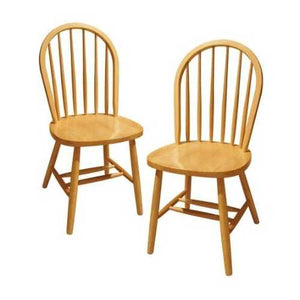 Set of 2 - Solid Beech Wood Dining Chairs in Natural Finish