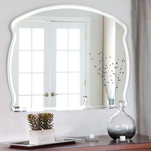 Image of Rectangular Arch Top Wavy Modern Frameless Wall Mirror