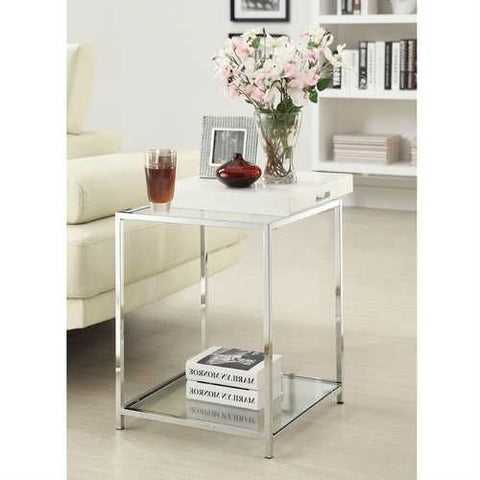 Image of Modern Classic Metal End Table with White Removable Tray