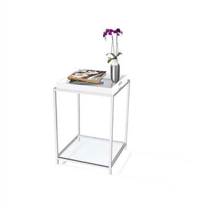 Modern Classic Metal End Table with White Removable Tray