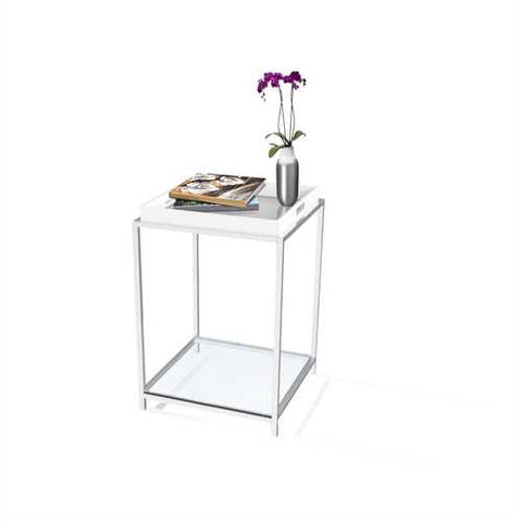 Image of Modern Classic Metal End Table with White Removable Tray