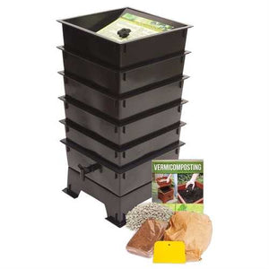 Worm Factory 5-Tray Compost Bin with Worm Tea Spigot - Black