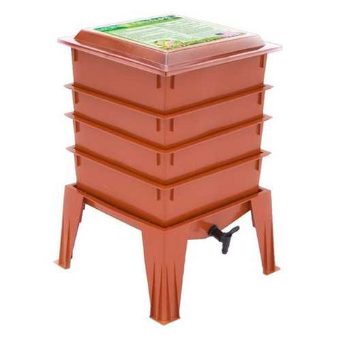 Image of Terra Cotta Composter Worm Compost Bin Made from Food Grade Plastic