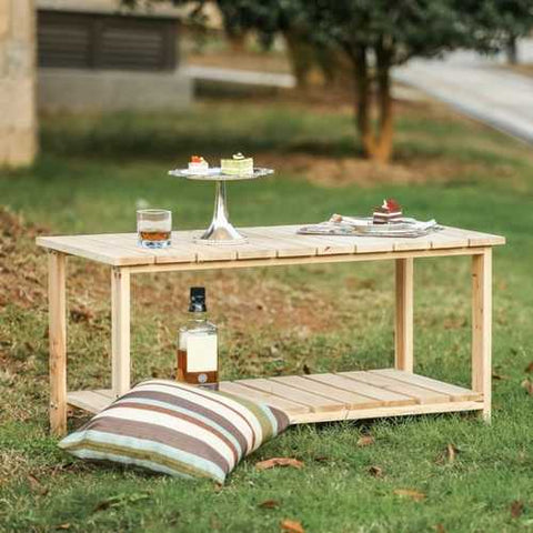 Image of Outdoor Fir Wooden Patio Coffee Table in Natural Wood Color