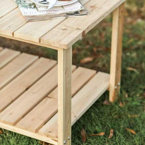 Image of Outdoor Fir Wooden Patio Coffee Table in Natural Wood Color