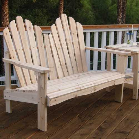 Image of 2-Seat Adirondack Style Outdoor Cedar Wood Garden Bench