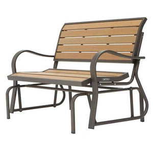 4-Ft Weather-Resistant Outdoor Loveseat Glider Bench in Wood Grain