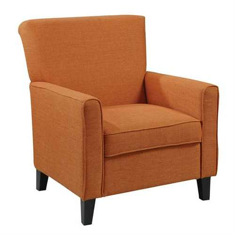 Image of Orange Fabric Contemporary Living Room Arm Chair with Wood Legs