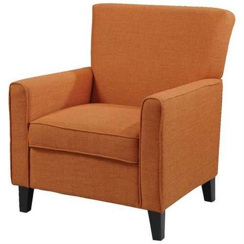 Image of Orange Fabric Contemporary Living Room Arm Chair with Wood Legs