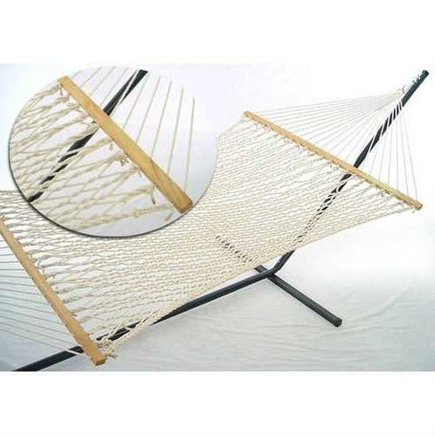 Image of White Cotton Rope XL Hammock with 13-ft Black Metal Stand