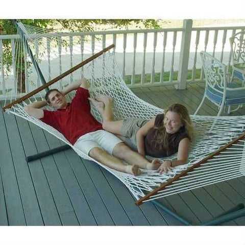 Image of White Cotton Rope XL Hammock with 13-ft Black Metal Stand