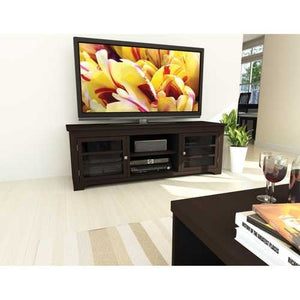 Dark Espresso TV Stand with Glass Doors - Fits up to 68-inch TV