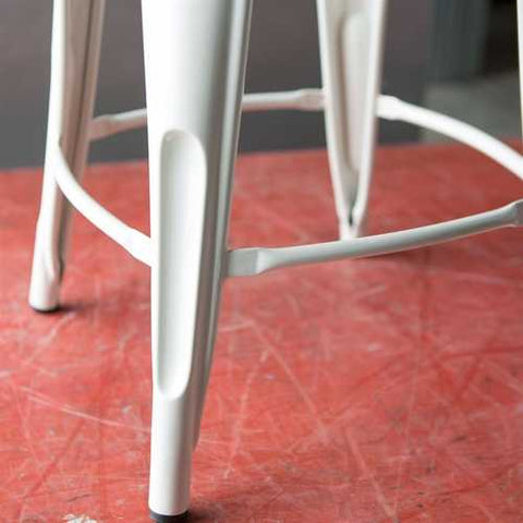 Image of Set of 2 - Modern 30-inch Metal Bar Stools with White Powder Coat Finish