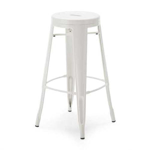 Set of 2 - Modern 30-inch Metal Bar Stools with White Powder Coat Finish