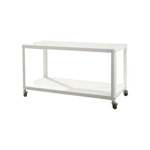 Image of White Metal Modern TV Stand Cart with Bottom Storage Shelf