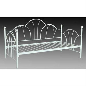 Twin Ivory Bed Frame Contemporary White Metal Daybed