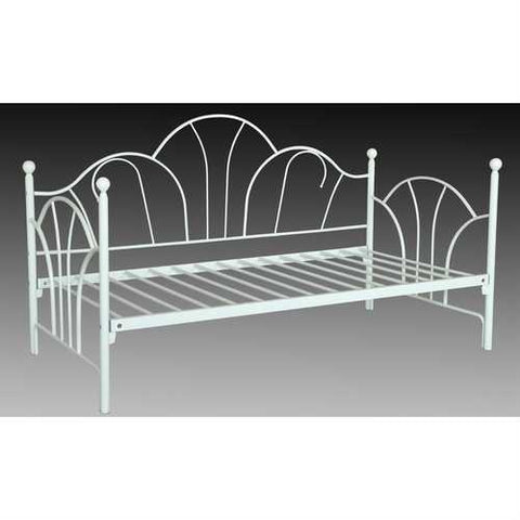 Image of Twin Ivory Bed Frame Contemporary White Metal Daybed