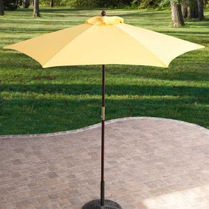 Yellow 7.5-Ft Patio Umbrella with Dark Mahogany Stained Pole