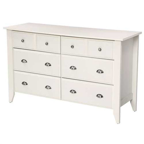 Image of White 6-Drawer Dresser Traditional Design - Made in USA