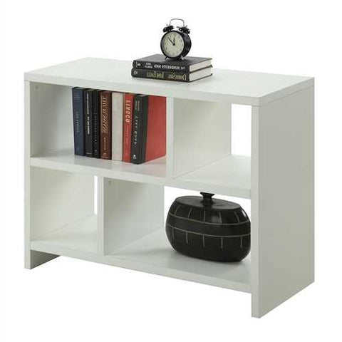 Image of White 2-Shelf Modern Bookcase Console Table