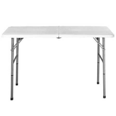 Image of White HDPE Plastic Heavy Duty Indoor Outdoor Folding Table with Steel Frame