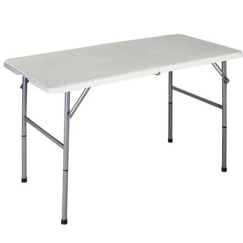 Image of White HDPE Plastic Heavy Duty Indoor Outdoor Folding Table with Steel Frame