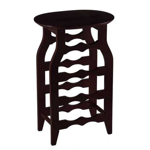 Image of 8-Bottle Oval Wine Rack Side Table in Espresso