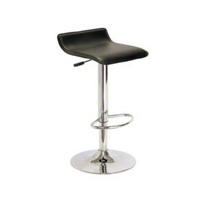 Contemporary ABS Air-Lift Swivel Bar Stool in Black Faux Leather