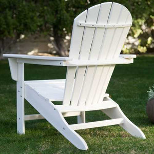 Outdoor Weather Resistant Patio Deck Garden Adirondack Chair in White Resin