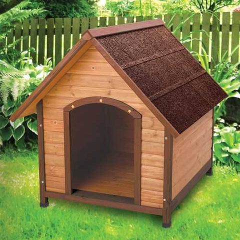 Image of Medium 30-inch Solid Wood Dog House with Waterproof Shingle Roof