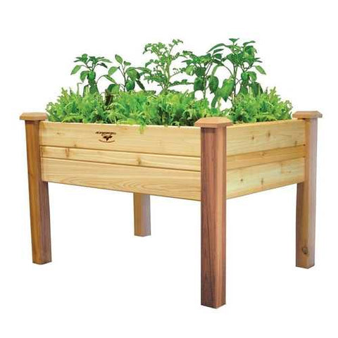 Image of Elevated 2Ft x 4-Ft Cedar Wood Raised Garden Bed Planter Box - Unfinished