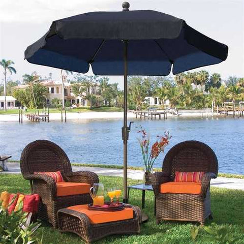 Image of 7.5-Ft Patio Umbrella for Outdoor Garden with Tilt Navy Shade and Champagne Pole