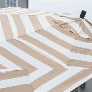 Beige and White Stripe 7.5-Ft Collar Tilt Patio Umbrella with Crank