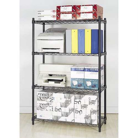 Image of 4-Shelf Black Metal Wire Shelving Unit - Each Shelf Holds up to 350 lbs