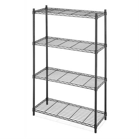 Image of 4-Shelf Black Metal Wire Shelving Unit - Each Shelf Holds up to 350 lbs