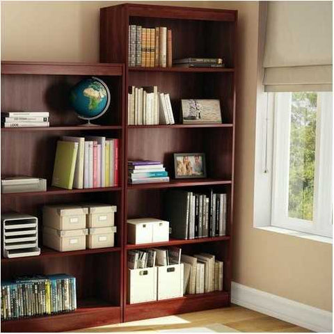 Image of Five Shelf Eco-Friendly Bookcase in Royal Cherry Finish