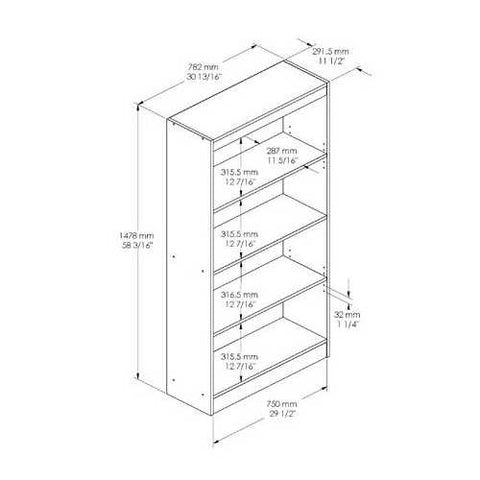 Image of Four Shelf Eco-Friendly Bookcase in Royal Cherry Finish