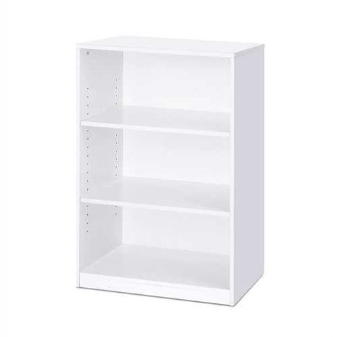 Image of Modern 3-Shelf Bookcase in White Wood Finish