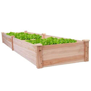 Solid Wood 8 ft x 2 ft Raised Garden Bed Planter