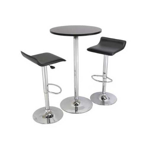 Image of Set of 2 Modern Air-Lift Adjustable Bar Stools with Black Seat